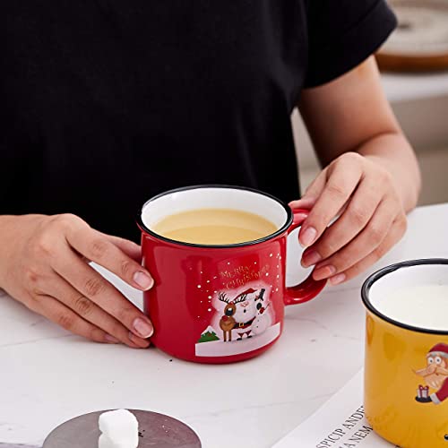 Bruntmor 14 Oz Christmas Coffee Mug Set Of 6, Best Christmas Gifts For Women, 14 Ounce Ceramic Mugs Set In Funny Santa Design, Hot Chocolate Cups For Kids, Coffee Cups #TOP4