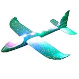 LED Styroporflieger Flugzeug,Colorful Kinder Flugzeug Spielzeug Outdoor Wurf Segelflugzeug Flugzeuge Spielzeug Hand starten Flugzeugmodell Glider ca.19 Zoll (Grün)
