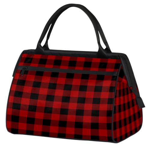 Red Buffalo Plaid Borsone da Viaggio per Donne Uomini 24L Weekend Bag Tote Sport Tote Palestra Viaggi Pernottamento Weekender Bag Colore 24L UK Organizer per borse