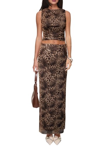 Image of Women Floral Mesh Summer Dresses Set Sleeveless Bodycon Maxi Casual Dress for Wedding, Party, and Evening Events
