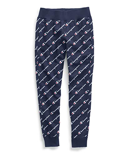 Champion LIFE Women's Printed Reverse Weave Jogger, Diagonal Logo Script Imperial Indigo, Large