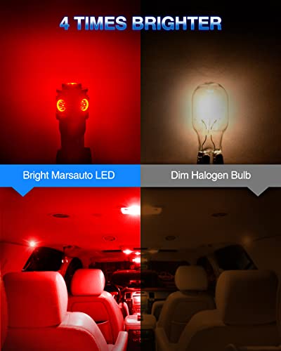 Image of Marsauto 194 LED Light Bulbs Red,T10 168 2825 5SMD Replacement bulbs for License Plate Lights Lamp, Courtesy Dome Map Door Dashboard Instrument Lights, Super Bright Pack of 10