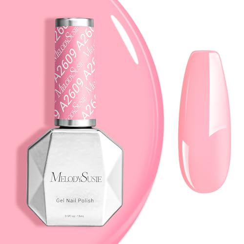 Image of MelodySusie 0.5fl oz Candy Pink Gel Nail Polish, Nails Soak Off UV LED Light Baby Pink Gel Polish Gift for Women Nail Art Manicure Salon DIY Nail Design Decoration at Home-A2609