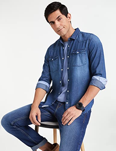 Image of Amazon Brand - INKAST Men's Slim Shirt (AZ-INK-RFS-DN-04 Indigo 1 4XL)