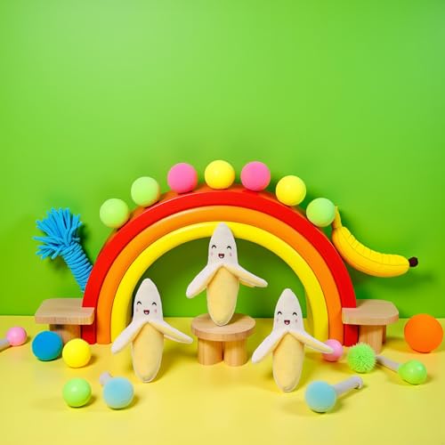 Cldaisy 3 x gelbe Bananenplüsch-Quietschspielzeug für Welpen, Hundespielzeug, Plüsch, Kauspielzeug für Hunde