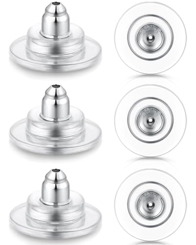 DELECOE 925 Sterling Zilveren Vergrendeling Oorbel Ruggen Vervangingen voor Diamantstekers, 14K Witgoud, Hypoallergeen, Veilige Oorbelruggen 3 paar (Witgoud)