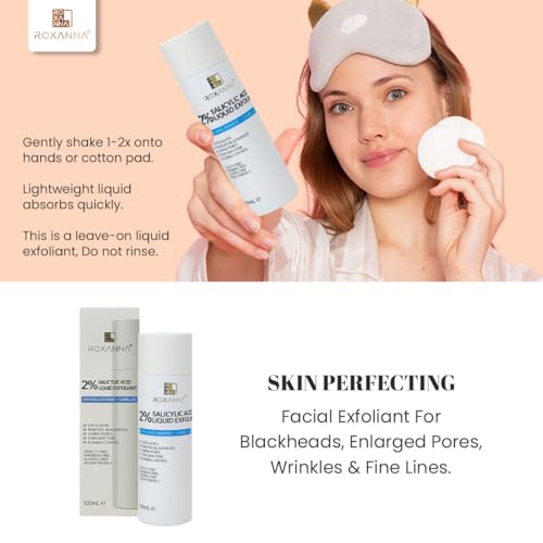 Roxanna 2% BHA Liquid Chemical Exfoliant - Face Exfoliating Peel Fights Blackheads & Enlarged Pores - with Salicylic Acid & Niacinamide, Even Skin Tone, Blemish Control - 120 ml - Image 3