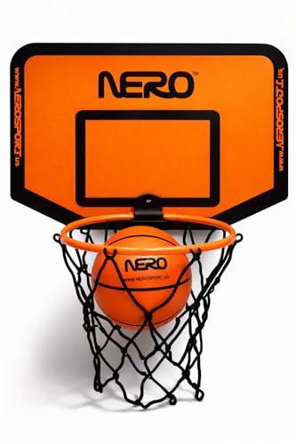 NERO SPORT Mini Basketball Hoop and Silent Ball Combo, Indoor Wall-Mounted Basketball Hoop Set with Quiet Foam Ball, Mini Backboard and Mounting Hardware for Kids, Teens, Dorm, Bedroom and Office