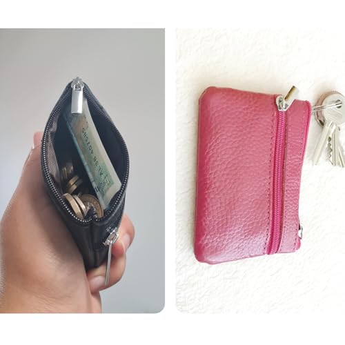 Hibate Schwarz Leder Schlüsseletui Schlüsseltasche Klein für Herren Damen