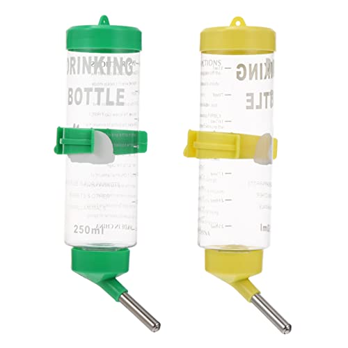 VERDANVERSE ウサギ用水飲み場 チンチラ モルモット用給水ボトル 吊り下げ式 大容量250ml×2 環境対応 水漏れ防止 ペットケージ用 多目的給水器 小動物用