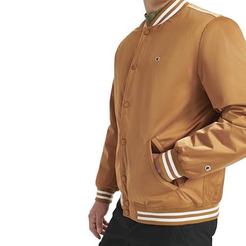 Image of Champion Men's Logo Striped-trim Varsity Jacket