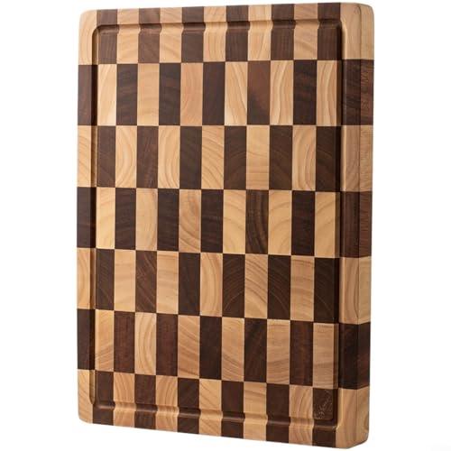Tabla de cortar de ébano de madera maciza reversible y bloque de cocina grueso 4