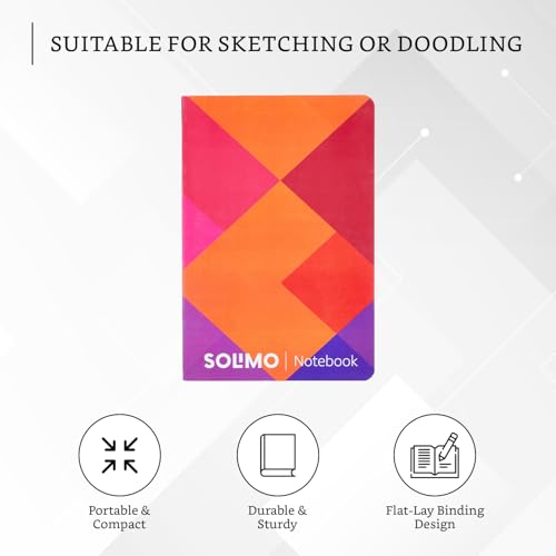 Image of Amazon Brand - Solimo A5 Ruled Notebook | 90 GSM | Flat Lay Binding | Rounded Corners | Flexible Soft Cover | Suitable for Sketching or Doodling, To-do lists & more (160 Pages)
