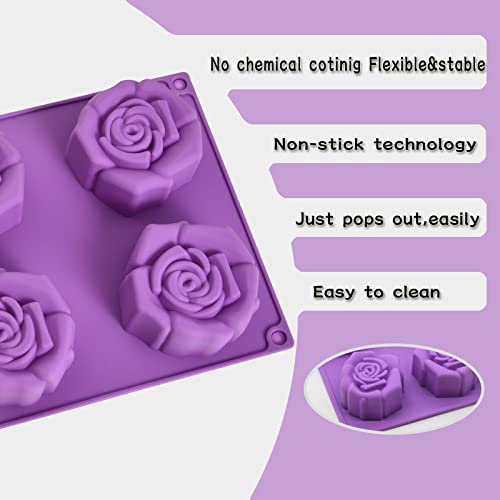 WishesMar Flower Rose Shape Silicone Mould 6 Cavity Fluted Cake Mold Nonstick Baking Bakeware Reusable Silicone Mold for Pastry Dessert - Image 4