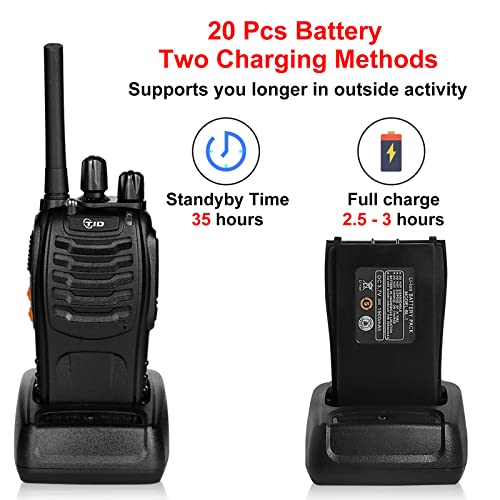 Image of TIDRADIO TD-V2 Walkie Talkies for Adults with Earpiece 2 Way Radios Walkie Talkies Long Range with Flashilght Two Way Radio Rechargeable for Business or Family (20 Pack)