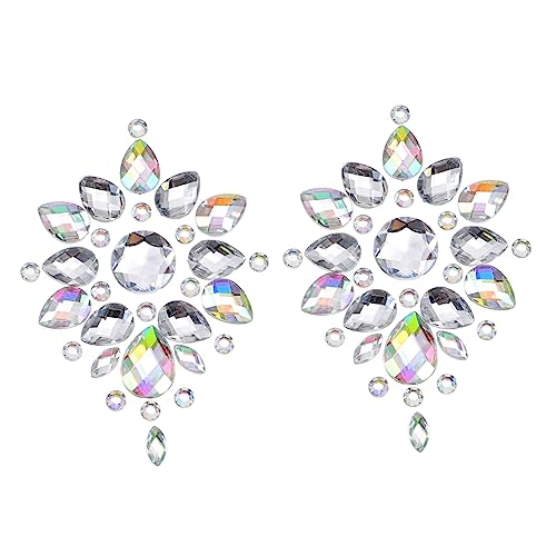 Beavorty 2Pcs Adesivos De Acrílico Rosto Gema Rosto Diamantes Adesivos De Glitter Rosto Joias De Maq