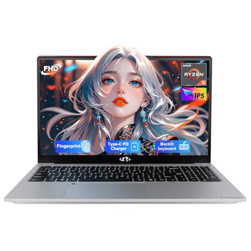 NIMO 15.6'' IPS FHD Laptop, 16GB RAM 512GB SSD AMD Ryzen 5(Beat i5-1135G7, 4 Cores Up to 3.7GHz) Student Computer with 65W Type-C, 2 Years Warranty, Fingerprint, Backlit Keyboard, BT5.2, for Home