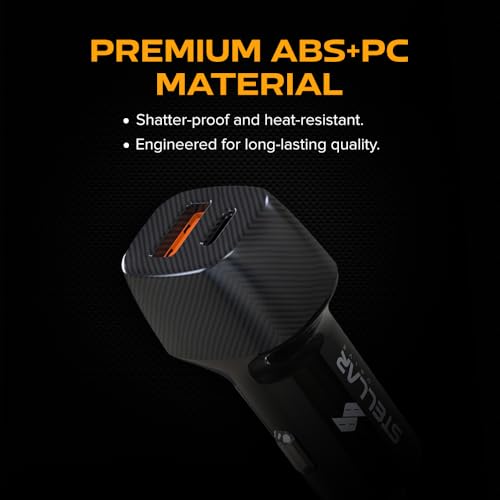 Image of Stellar Drive Fast Car Charger 38W | Dual Port USB C PD (20W) & QC 3.0 (18W) Adapter | 12V /24V Compact Car Charger | Smart Safety Car Charging Plug | Compitable for iPhone, Android, Tablets | XC-16