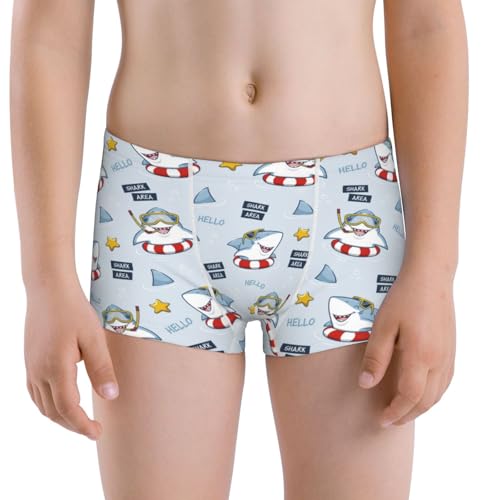 Boys' Cotton Boxer Brief Soft Underwear-Swimming Shark