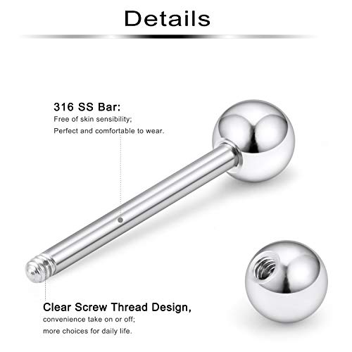 Ftovosyo 24-48pcs 14G 14-22mm Tongue Rings Nipple Straight Barbells Surgical Steel Nipplerings Bar Body Piercing Jewelry for Women Men2
