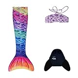 Hecho con Lycra Xtra Life Conjunto Sirena Kuaki 3 Pcs Modelo Rainbow S
