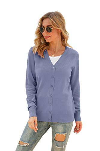 Image of VIISHOW Women Long Sleeve Button Down V Neck Lightweight Basic Knit Sweater Cardigan