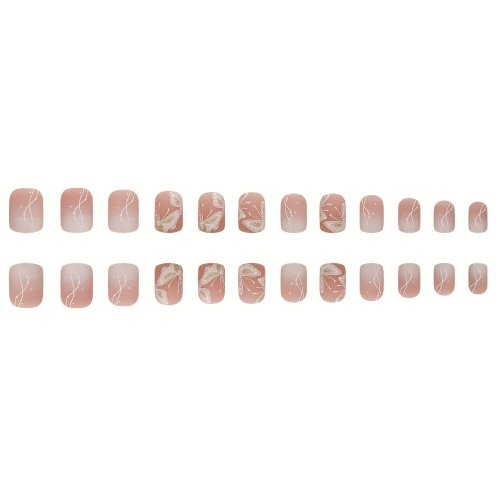 24Pcs Square Fake Nails Artificial Nails Acrylic False Nails Glues On Nails Designs French Nails Tips