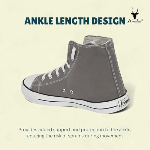 Image of Hirolas Men's Vulcanized Canvas Rubber Toe High Ankle Skateboard Sneakers Shoes.