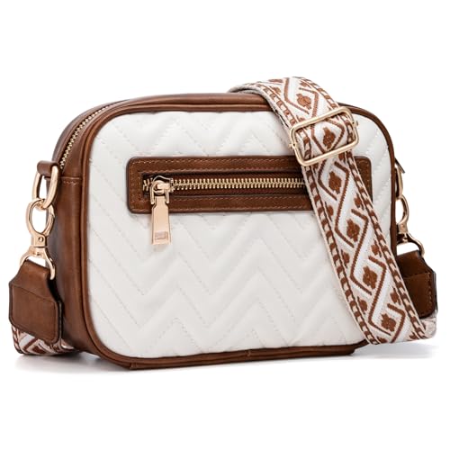 molshine Quilted Crossbody Bags for Women, Small PU Leather Crossbody Shoulder Handbag with Adjustable Wide Strap DLK0045