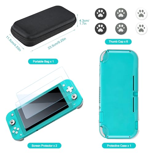 Image of innoAura Switch Lite Case 12-in-1 Accessories Bundle for NS Switch Lite (2019), with Protective Carrying Case, Hand Strap, Screen Protector & Cute Thumb Grips, Black