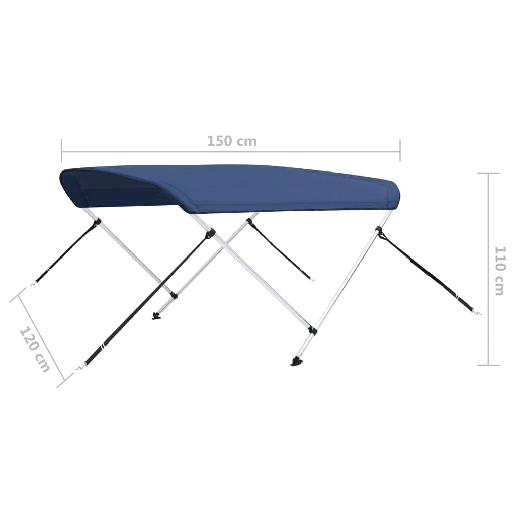 vidaXL Bimini di Prua con Tendalino a 2 Archi Blu Regale 150x120x110cm