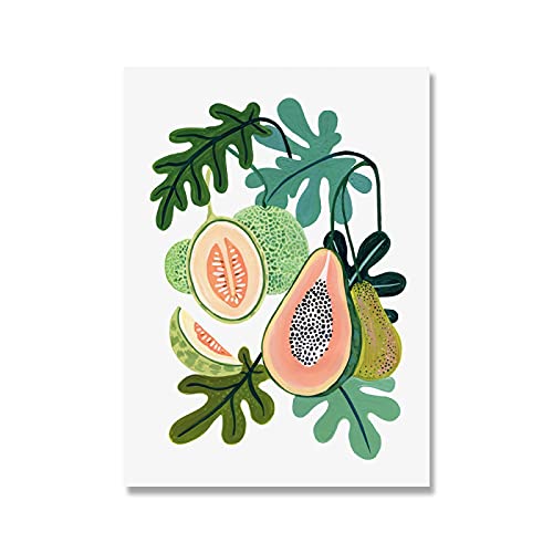 Photo murale de cuisine design fruit peinture sur toile papaye et melon pour salon