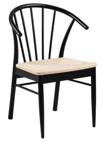 AC Design Furniture Kenna - Juego de 2 sillas de Comedor con Respaldo, Papel Trenzado escandinavo y Roble Negro Mate, Juego de Cocina, Comedor o Silla de Acento