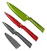 KUHN RIKON Colori+ Essential - Juego de 3 cuchillos (1 cuchillo, 1 cuchillo multiusos, 1 cuchillo de chef, acero inoxidable, con protector de hoja, antiadherente)