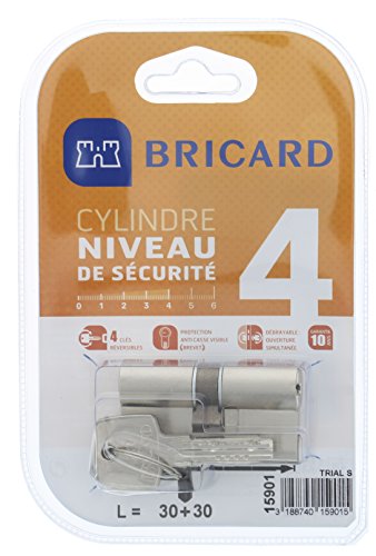 Bricard 15901 Cylindre Trial S 30+30 Nickelé double entrée/niveau de sécurité 4