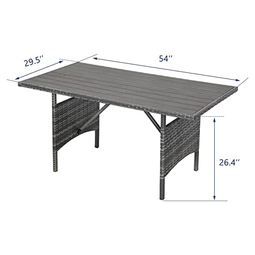 U-Max Wicker Outdoor Dining Table, 54” Metal Frame Table For Patio Furniture Or Indoor (Grey) #TOP1