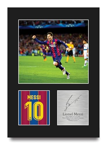 HWC Trading Lionel Messi Barcelona Gifts Printed Signed Autograph Picture for Football Fans and Supporters - A4 Portrait
