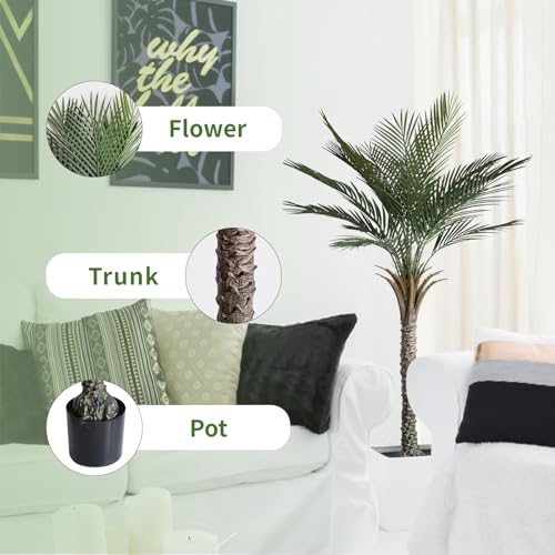 Image of Artificial Palm Tree 5Ft UV Rated Faux Tropical Palm Plant for Home Decor