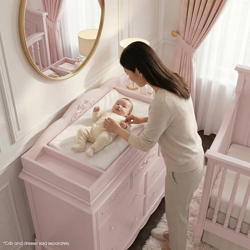 Image of Evolur Aurora Change Tray I Lasting Quality I Intricate Ribbon Bow Scrollwork, Dusty Rose