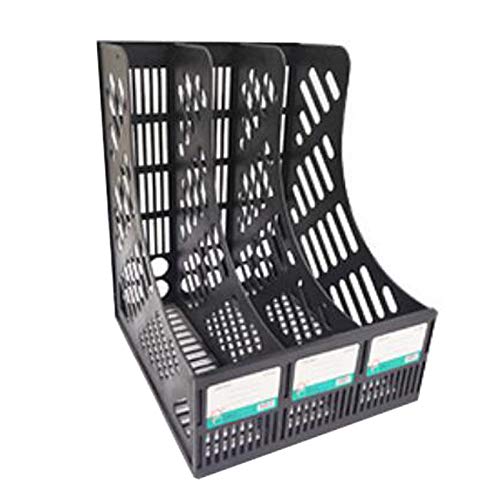 Schreibtisch-Organizer und -aufbewahrung, Büro-Organizer mit 3 Abschnitten für Bücher, Schreibtisch-Organizer, Hüft-Aktenablage für Ordner, Ordner, Klemmbretter (Schwarz) Cover