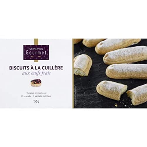 Monoprix Gourmet Biscuits à la cuillère aux oeufs frais - La boîte de 15 biscuits, 150 g