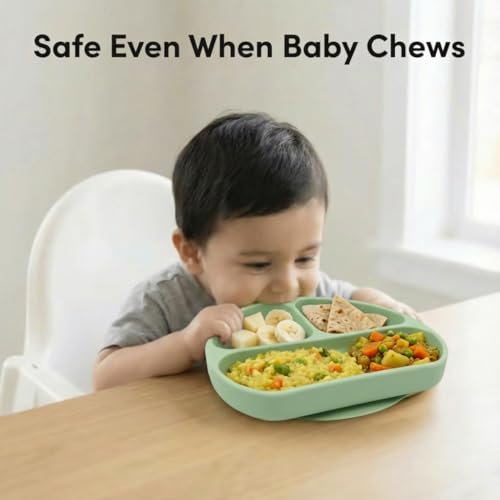 Image of a baby cherry - Suction Plates for Baby & Toddler | Silicone Plates for Babies | BPA Free | Divided Plate for Kids Self Feeding 6~24 Months