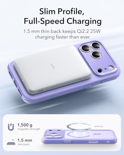 Image of ESR for iPhone 17 Pro Max Case, Camera Control Cover, Compatible with MagSafe Accessories, TPU, Military-Grade Drop Protection, Shock-Absorbing Air Guard Corners, Hybrid Series, Frosted Purple