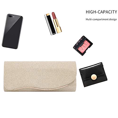 Image of Queena Womens Shiny Glitter Evening Clutch Envelope Handbag Chain Purse for Wedding Party Prom Gift for Mom Wife Girlfriend