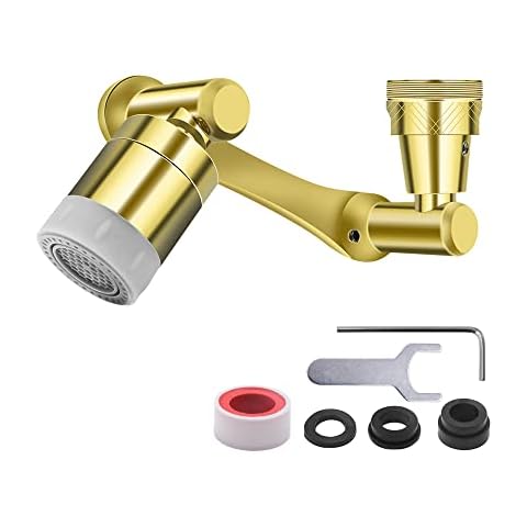 1440° Schwenkbarer Wasserhahn Strahlregler, HEGEHE Universal Spritzfilter Wasserhahn, Dual-Funktions Sprühkopf Wasserhahn Luftsprudler, Messing Wasserhahn Verlängerung Aufsatz Cover