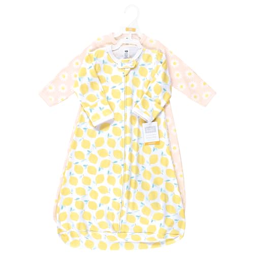 Image of Hudson Baby Unisex Baby Cotton Wearable Sleeping Bag, Sack, Blanket, Lemon Daisy Long Sleeve, 3-9 Months