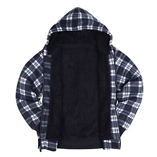 Image of LeeHanTon Mens Flannel Jackets Sherpa Lined Fleece Zip Up Winter Warm Workout Plaid Sweatshirt with Hood