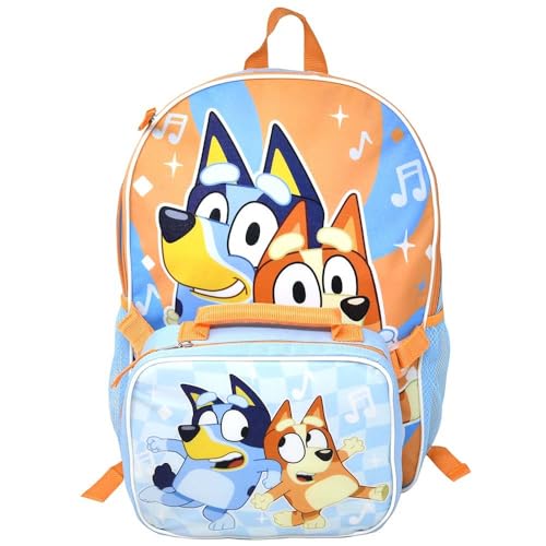 Fast Forward Mochila infantil Bluey de 40,6 cm com lancheira, BNCB