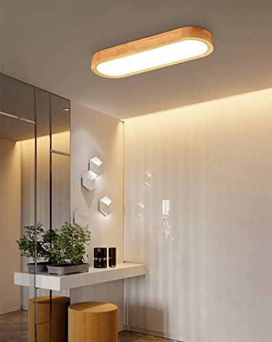 ACMHNC Lampada da Soffitto LED In Legno Plafoniera Rustica Per Interni In Legno 4000k Lampada In Legno Decorazione Soffitto Per Sala da Pranzo Corridoio Scala Bagno Balcone (C)