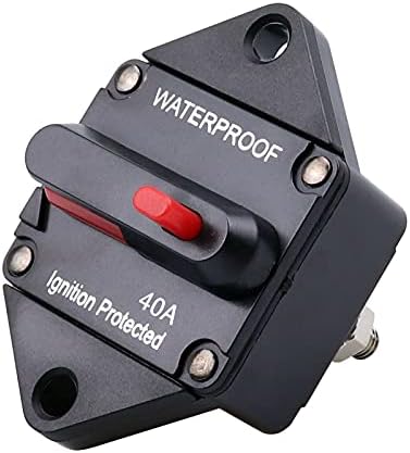 Bumbesti 40Amp Circuit Breaker,12V-48V DC Waterproof with Manual Reset for Auto Truck RV Marine, Panel Mount (40A)